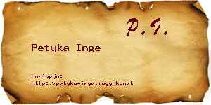 Petyka Inge névjegykártya
